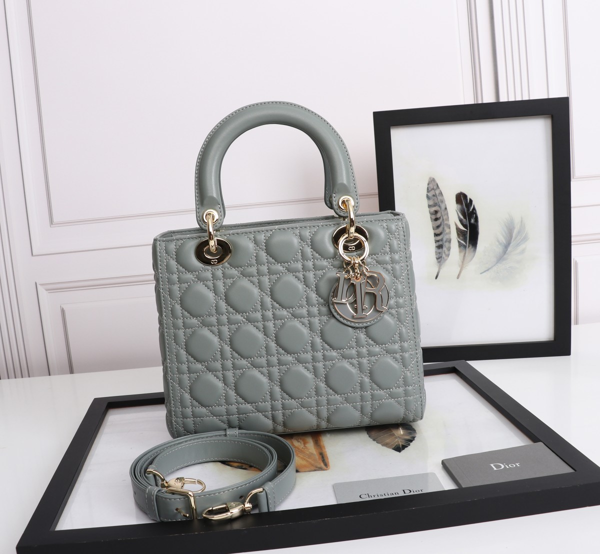 Medium Lady Dior Bag Gray Cannage Lambskin